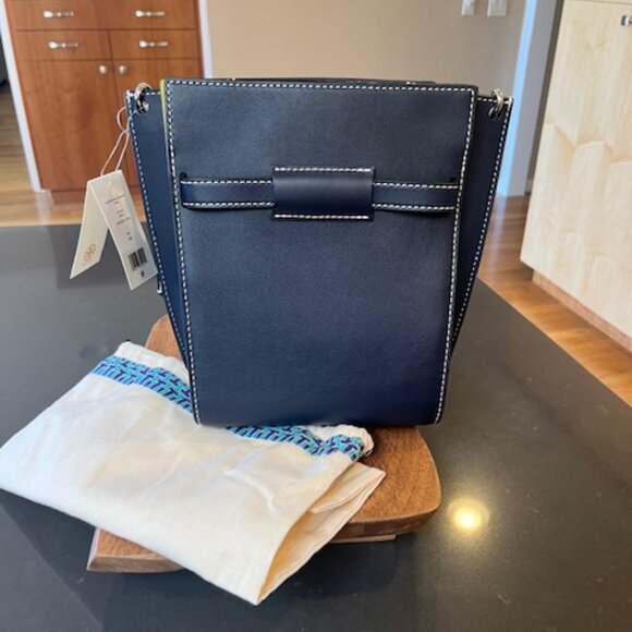 Tory Burch Lee Radziwill Double Bucket Navy Shoulder Bag - Picture 5 of 15